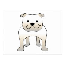 White Bulldog. Cute Dog Cartoon. Post Cards