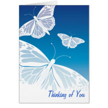 White Butterflies Thinking of You Card