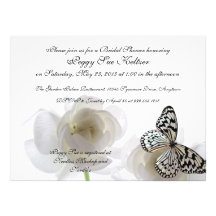 White Butterfly Custom Bridal Shower Invitations
