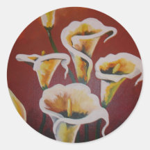 White Calla Lilies Round Sticker