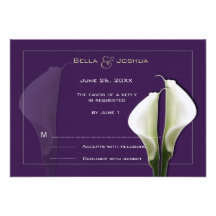 White Calla Lillies RSVP on Purple Invitations