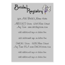 White Calla Lily - Bridal Registry Cards Business Card