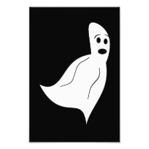 White Cartoon Ghost Photographic Print