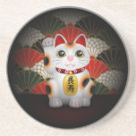 White Ceramic Maneki Neko Beverage Coaster