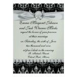 white chadelier on black modern damask design custom invites