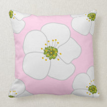 White Cherry Blossom on Soft Pink American MoJo Pi Pillows