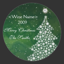 White Christmas Diamond Wine Label stickers
