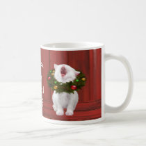 White Christmas kitten mugs
