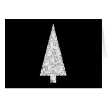 White Christmas Tree. On Black. Stylish. Card