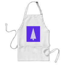 White Christmas Tree. On Blue - Purple. Aprons