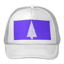 White Christmas Tree. On Blue - Purple. Mesh Hat