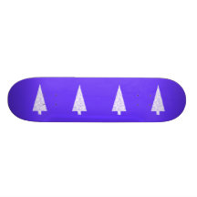 White Christmas Tree. On Blue - Purple. Skate Board Decks