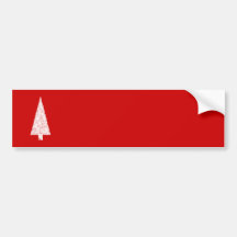 White Christmas Tree. On Red. Modern. Bumper Stickers