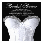 White Corset Damask Bridal Shower Personalized Invites