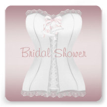 White Corset Pink Wedding Bells  Bridal Shower Invite