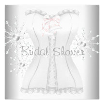 White Corset Snowflakes Bridal Shower Invitations