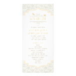 White Cream Champagne Lace Birds Wedding Program Rack Card