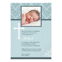 White Cross Christening Invitations