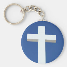 White Cross Key Chain