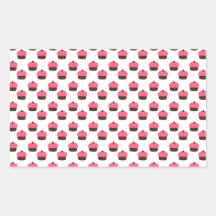 White cupcake pattern rectangular sticker