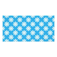 White daisies on baby blue background personalized photo card