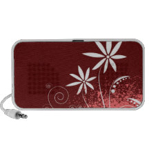 White Daisies on Pink and Red iPod Speaker