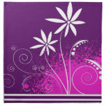 White Daisies on Purple Cloth Napkin