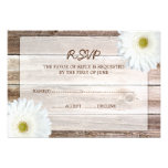 White Daisy Barn Wood Wedding RSVP Response Card Personalized Announcement