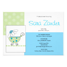White Daisy Carriage Baby Shower Invitation