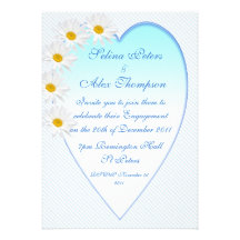 White Daisy Heart Engagement Invitation