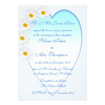 White Daisy Heart Wedding Invitation