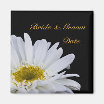 White Daisy Wedding Save the Date Magnet