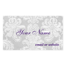 White Damask Business Card Template