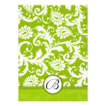 White Damask Swirls Apple Green Wedding Invitation