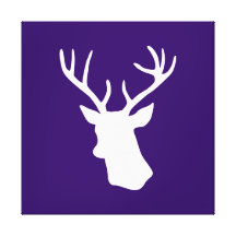 White Deer Head Silhouette - Purple Gallery Wrap Canvas