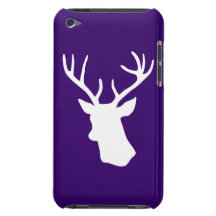 White Deer Head Silhouette - Purple Barely There iPod Cover