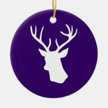 White Deer Head Silhouette - Purple Ornaments