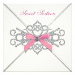 White Diamonds Pink Sweet 16 Party Announcement