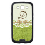 White doily with lace lime green burlap monogram skinit case