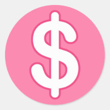 White dollar sign on pink background stickers