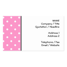 White Dots, Pink Polka Dots Pattern. Business Card Templates
