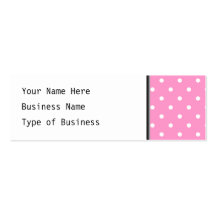 White Dots, Pink Polka Dots Pattern. Business Card Template