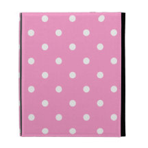 White Dots, Pink Polka Dots Pattern. iPad Folio Covers
