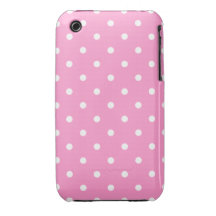 White Dots, Pink Polka Dots Pattern. Case-Mate iPhone 3 Cases