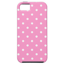 White Dots, Pink Polka Dots Pattern. iPhone 5 Cover