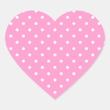 White Dots, Pink Polka Dots Pattern. Heart Sticker
