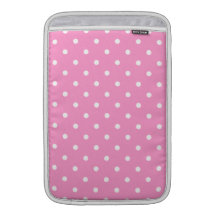 White Dots, Pink Polka Dots Pattern. MacBook Air Sleeves