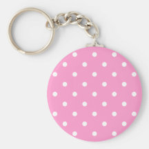 White Dots, Pink Polka Dots Pattern. Key Chains