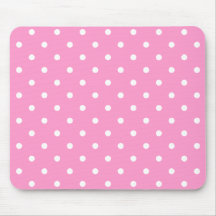 White Dots, Pink Polka Dots Pattern. Mouse Pad
