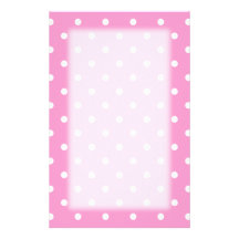 White Dots, Pink Polka Dots Pattern. Custom Stationery
